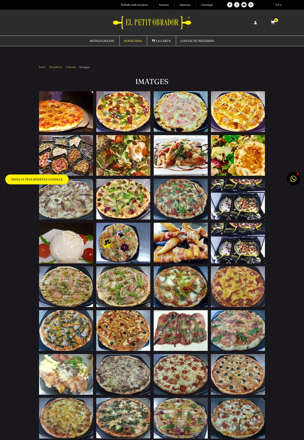 The El Petit Obrador image gallery: a grid of pizza photos